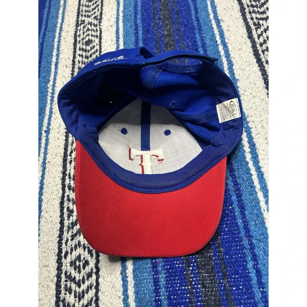 Texas Rangers Hat Adult Velcroback Classic Blue and Red 100% Cotton Promotional